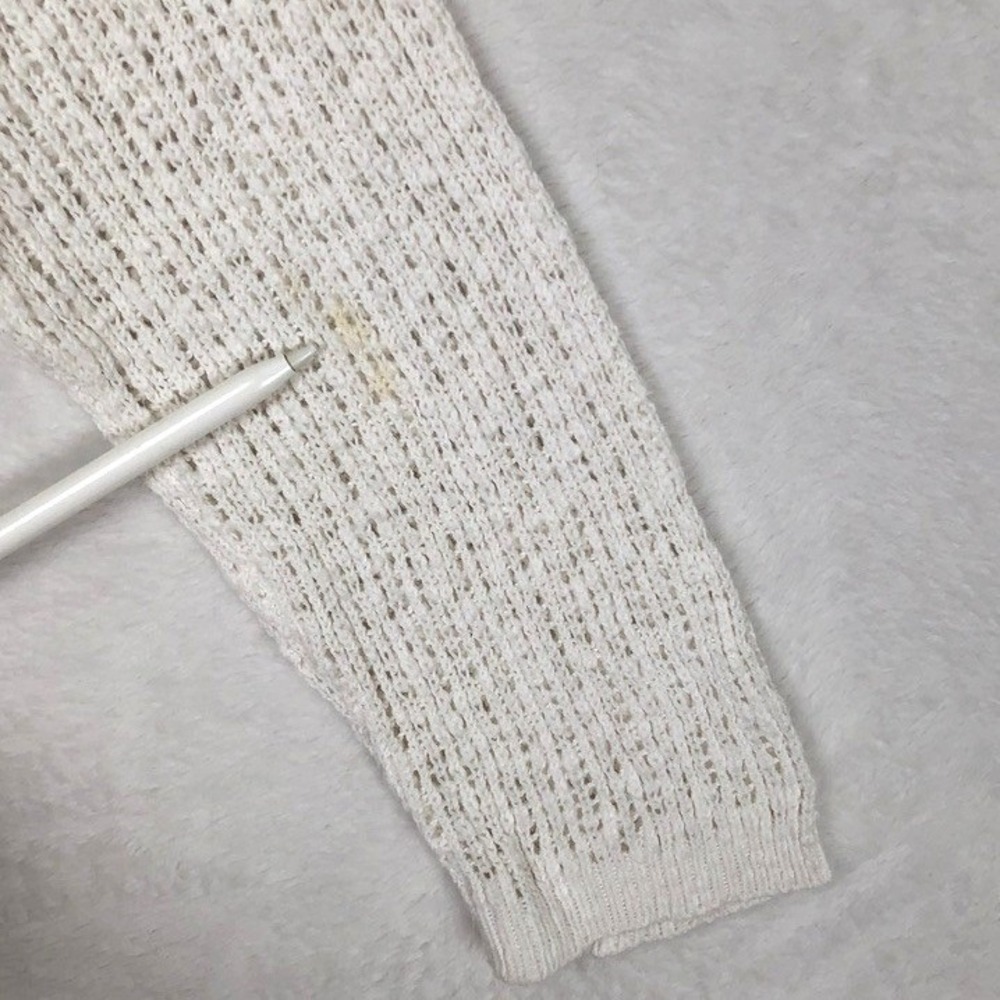PURE JILL 100% Cotton Open Knit Hooded Tunic Sweater Sz L White Coastal Beachy - Picture 13 of 13